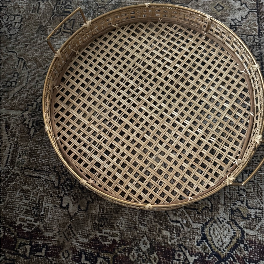 Studio McGee Woven Rattan Tray - Natural Brown